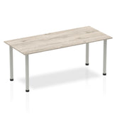 Impulse 1800mm Straight Table Grey Oak Top Silver Post Leg I003254 DD